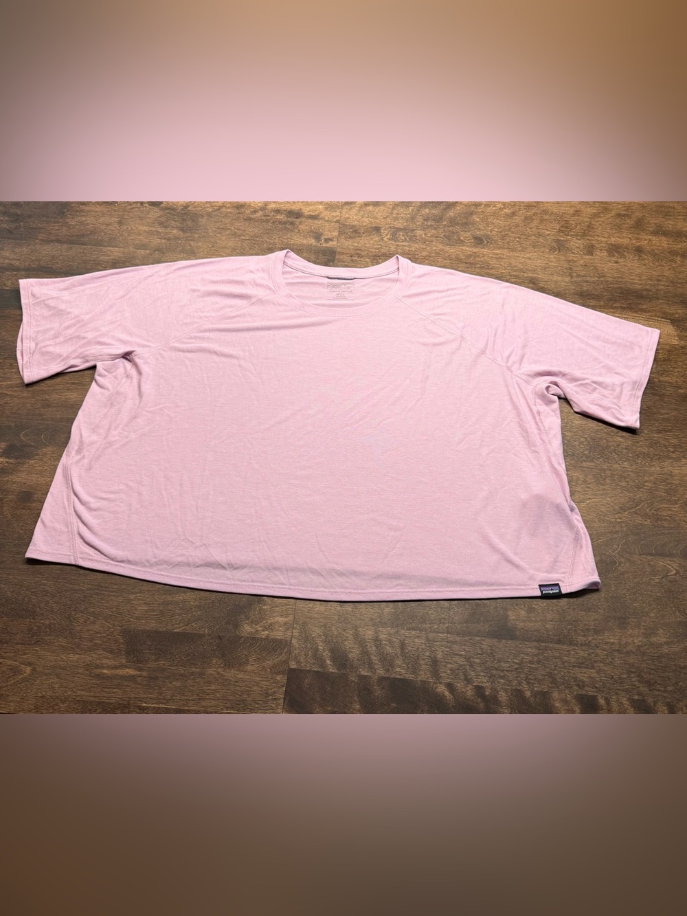 Patagonia Capilene Cool Trail Short Sleeve Cropped Tee Pink Purple Tone